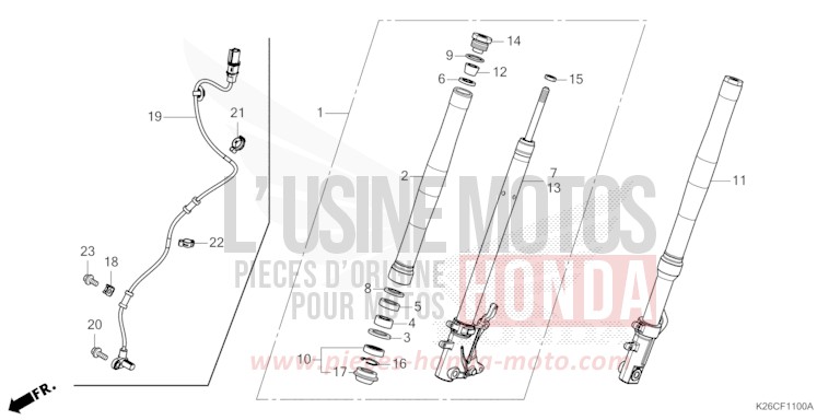 FRONT FORK for MSX GROM A MAT GUNPOWDER BLACK METALLIC (NH436) from 2024
